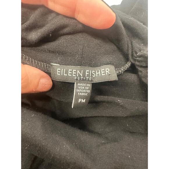 EILEEN FISHER Black Long Sleeve Loose Fit Turtleneck Dress Size Petite Medium - Picture 3 of 5